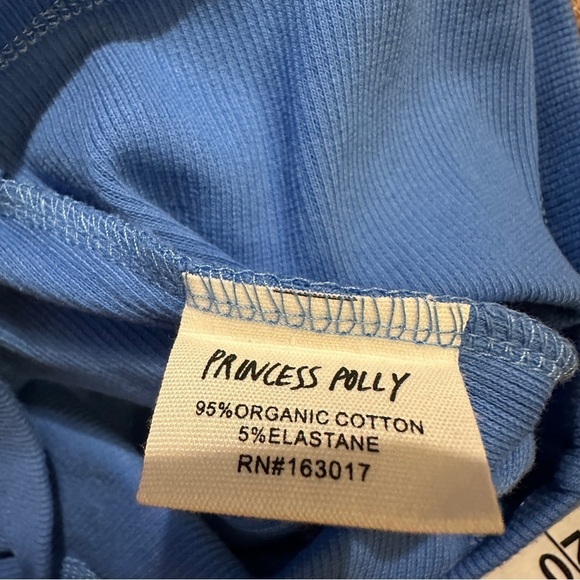 Princess Polly classic crop organic cotton & elastane Blue Ribbed Top tshirt - Picture 9 of 15